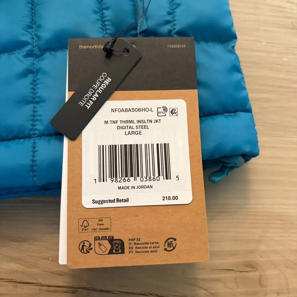 The North Face Men's ThermoBall Insulated Jacket - Digital Steel Large Blue